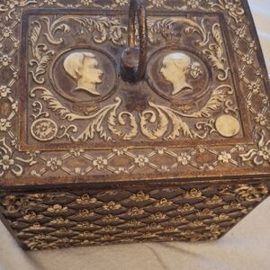 Not Rated Brown and Gold Embossed Decorative Box 4"X 5"
